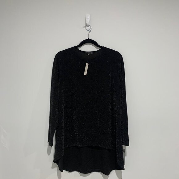Paniz New York Women Black Long Sleeve Glittery Blouse Size XL - Picture 2 of 8